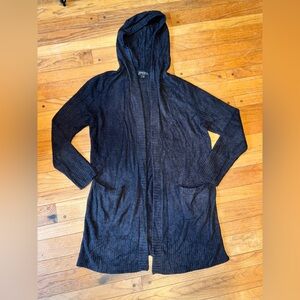 Barefoot Dreams Cozychic Lite Hooded Cardigan in Charcoal